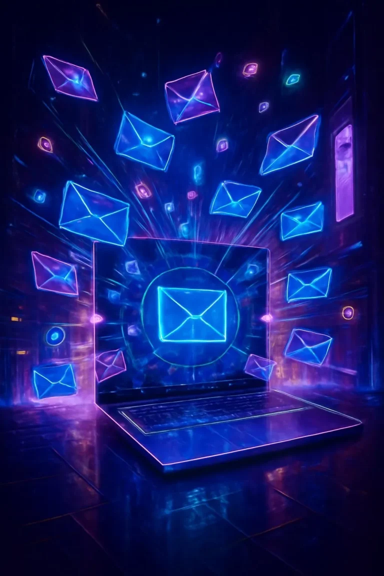 digital-marketing-freelancer-in-dubai shows emails comes from laptop